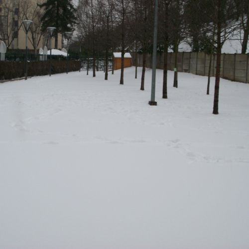 Vue plongeante sur un terrain d'un blanc immaculé (19/01/13).