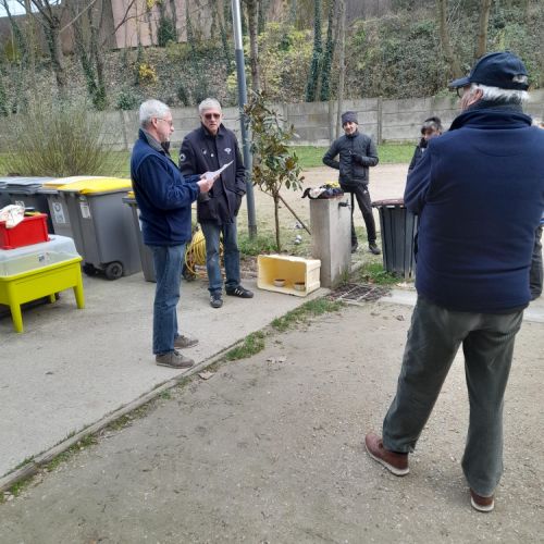 Le tirage avec Robert de dos et Yves.