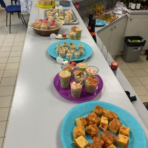 Pommes de terres chorizo, Verrines et Roulés.